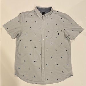 Vans Parrot Button Down Shirt Light Gray Sz. L